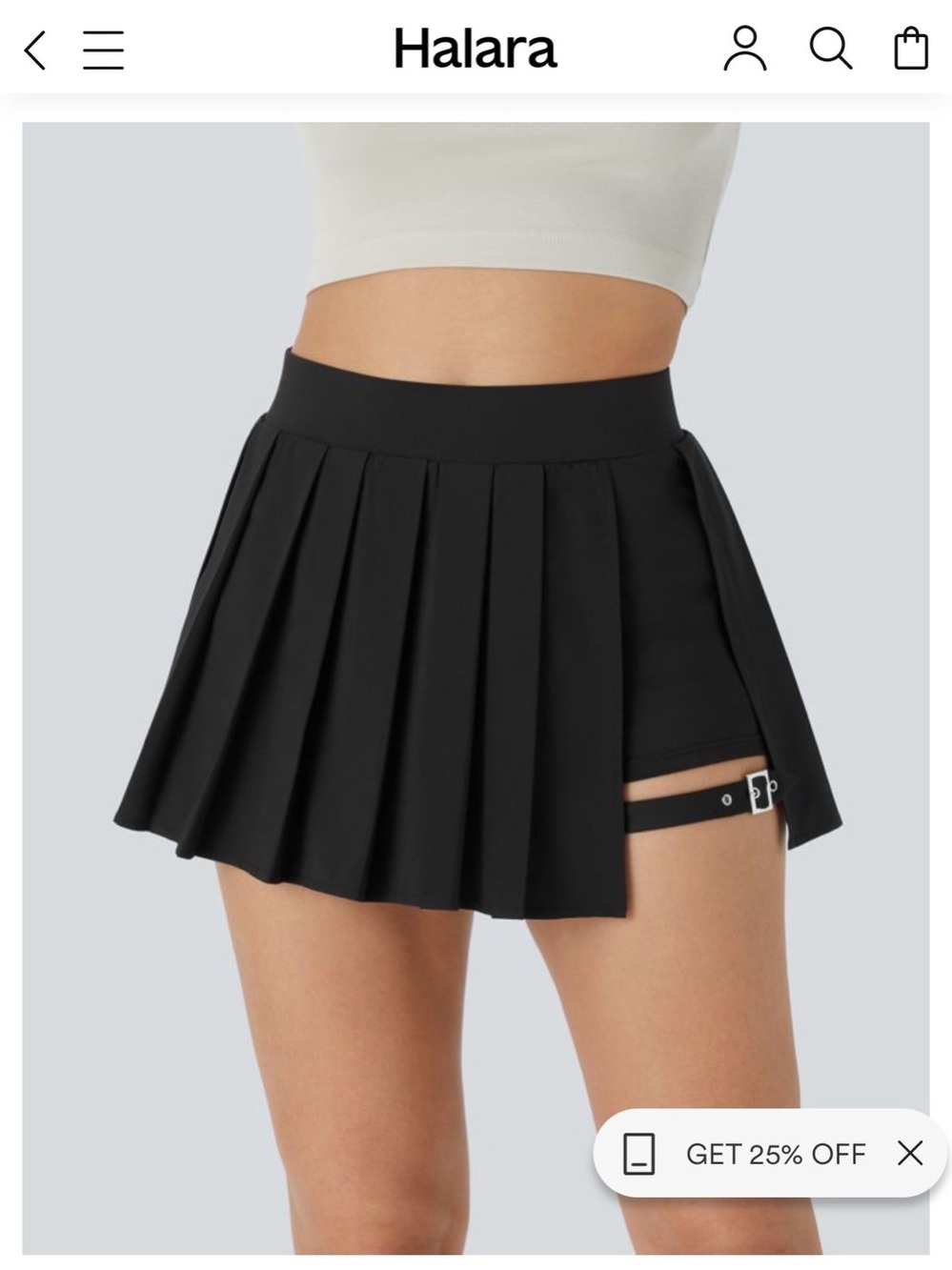 NWT Halara Breezefull High Waisted Pleated 2in1 Pocket Adustable Micro Skirt ,XL